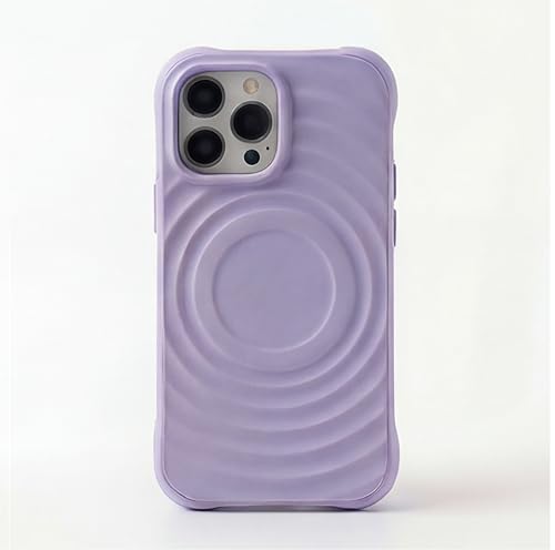 Image of amazon basics Shockproof Case for iPhone 15 Pro | Ripple Pattern | Camera Protection | Protective Cover with Enhanced Grip & Wireless Charging Support - Light Purple