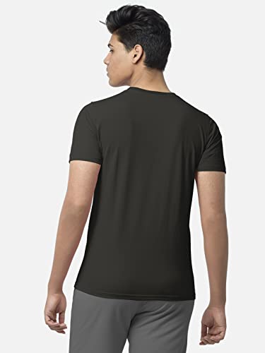 Image of BULLMER Black Trendy Typographic Printed Round Neck Half Sleeve Tshirt for Men