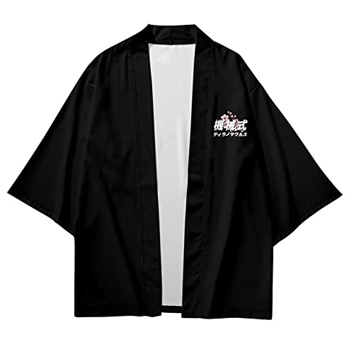 Image of DOSLAVIDA Men's Japanese Kimono Cardigan Suit Chinese Style Printed Jacket Pants Set Open Front Seven Sleeve Top & Shorts