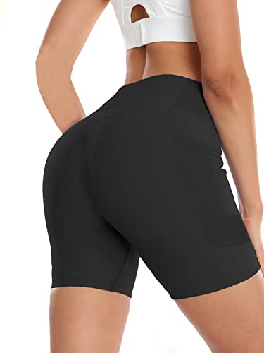 Yuerlian Women Seamless Booty Biker Shorts Cross Workout Shorts 5" High Waisted Shorts with Pockets2