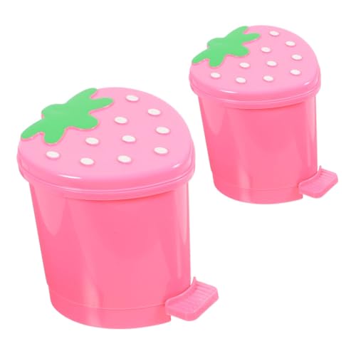 Alipis Creative Wastebasket Strawberries Design Desk Bin Touchless Kitchen Trash Can