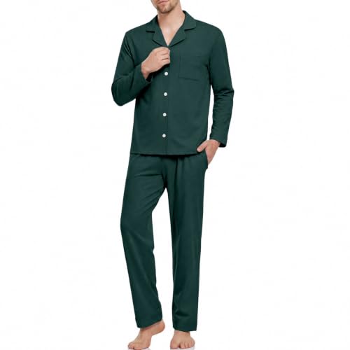 Mens Pajama Set Long Sleeve Button Down Notch Collar Nightwear Sleep Set - image 7