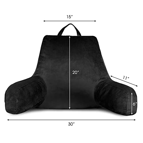 Lovtex Reading Pillow With Removable Cover, Back Pillow For Sitting Up In Bed With Arms And Pockets, Bed Rest Pillow Adult, 20 X 15 Inches(Black) #TOP1