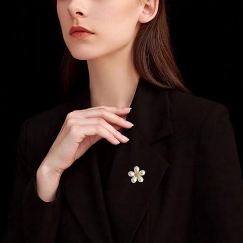 Image of Cute Pearl Flower Brooch Pin,Bowknot Bow Tie Suit Pin Pearl Silk Scarf Buckle Daisy Flower Brooch Jewelry for Women Birthday Gifts