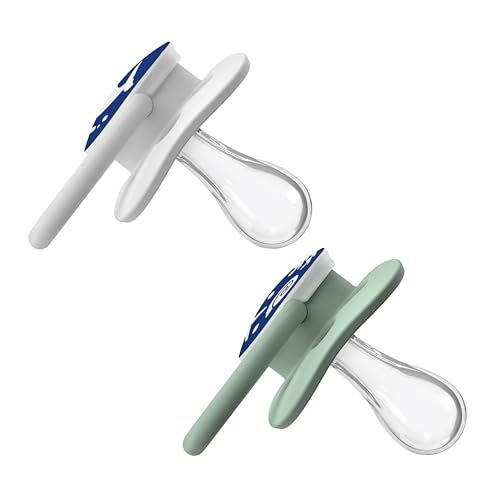 Dr Brown's Natural Flow Baby,Infant Silicone Dr. Brown's Advantage Pacifiers, Stage 1, Glow in The Dark, Pack of 2, Blue, Birth+ to 6M