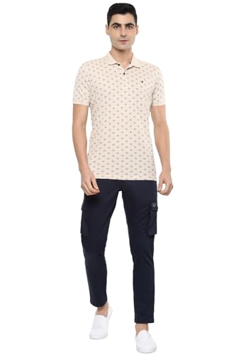 Image of Louis Philippe Men's Slim Fit Solid Cotton Blend Cargos