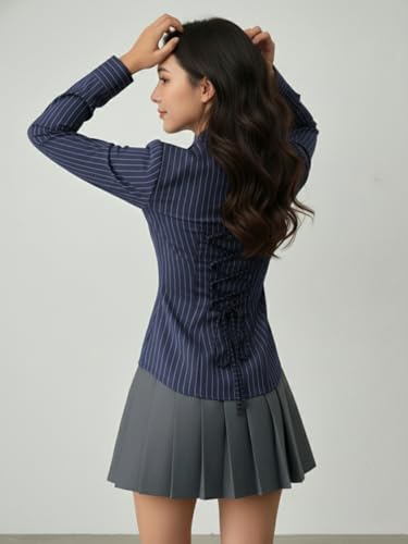 Image of Aahwan Stipred Front Button Long Sleeve Casual Shirt for Women's & Girl's