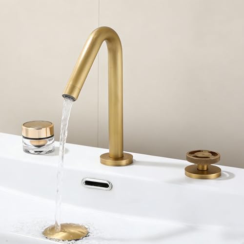 Robinet mitigeur vintage pour lavabo de salle de bain antique à rotation 360 2 trous LYGBAOFUL