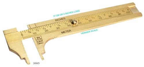 Saini_MEDICOS Mini Pocket Brass Vernier Caliper Slide Caliper 10 cm or 4 inches for Measurement of Round Objects,Jewelry Used in Industrial,Home or General use (Pack of 6)