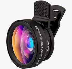 2 en 1 Objectif Telephone Portable, Kit Objectif pour iphone, 12,5 x Objectif Macro Smartphone, Grand Angle 0,45x, Objectif Smartphone pour la Plupart des Smartphones (Noir-2in1)