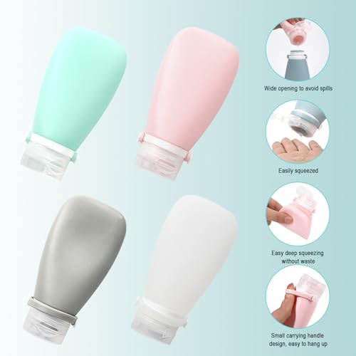 18 Pcs Travel Bottles Set for Toiletries TSA Approved, Leak Proof Travel Bottles, Travel Toiletry Bag Set Comes with 3 oz travel bottles, Funnel, Toothbrush Cover4