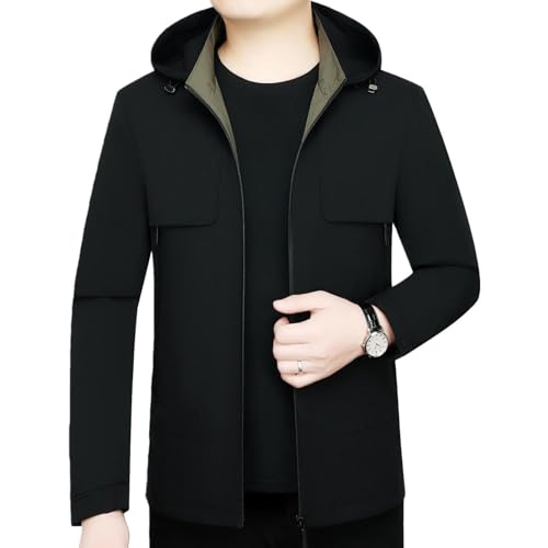 Veste de printemps à capuche homme d'âge moyen blouson léger décontracté confortable