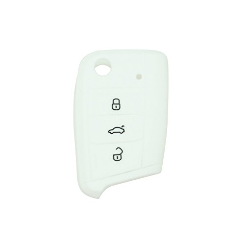 BROVACS Silicone Cover Protector Case Holder Skin Jacket Compatible with VOLKSWAGEN 3 Button Flip Remote Key Fob CV9803 White - Image 2