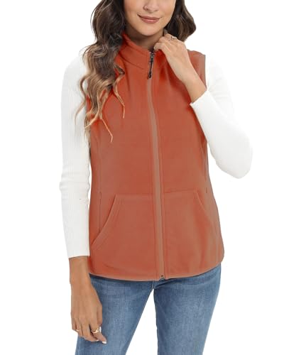 Gilet en polaire femme Argstar Orange Brûlé XL avec poches zippées