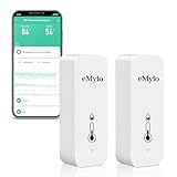 WiFi Temperature Humidity Sensor, Wireless Indoor Thermometer Hygrometer with App Alert, Free Data Storage Export, Smart Temperature Humidity Monitor for Home Bedroom, Compatible with Alexa (2-Pack)