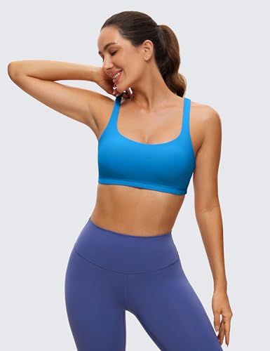 Image of CRZ YOGA U Neck Strappy Sports Bras | Light Support, Removable Pads, Yoga, Sleek, Criss Cross Back, Scoop Neck, for Women