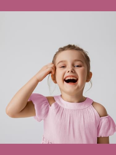 Quedoris Girls Halter Neck Crinkle Dress Puff Sleeve Off Shoulder A-line Tiered Swing Party Casual Dress with Zipper2