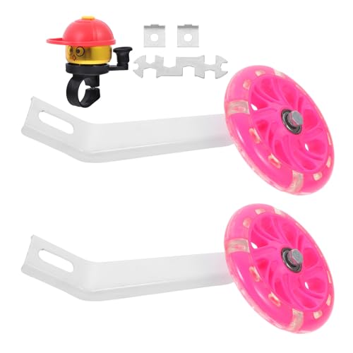Ruedas de Entrenamiento Holibanna de 16 pulgadas con luces intermitentes rosas y soporte en trípode para bicicleta miniatura 1