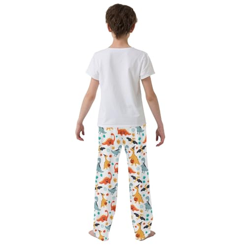 ZZXXB Halloween Dinosaur Boys Long Pants Soft Trousers Elastic Waist Kids Lounge Bottoms with Pockets S-XL3
