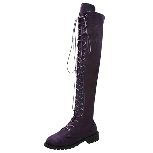 Bottines au-dessus du genou solides à talons hauts et bout rond confort