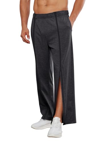 PINSPARK Pantalones de recuperación Pantalones Deportivos Largos Hombre con Cremallera Completa, de algodón, con Abertura Lateral y Bolsillos