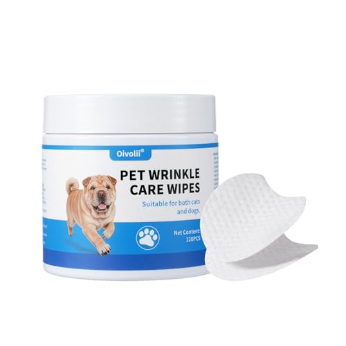 Oivolii Dog Wrinkle Wipes for Bulldogs & Skin Folds Gentle Pet Cleaning Wipes for Dogs & Cats Remove Dirt Odor & Build-Up from Wrinkles Tail Pockets & Paws Alcohol-Free Plant-Based Formula