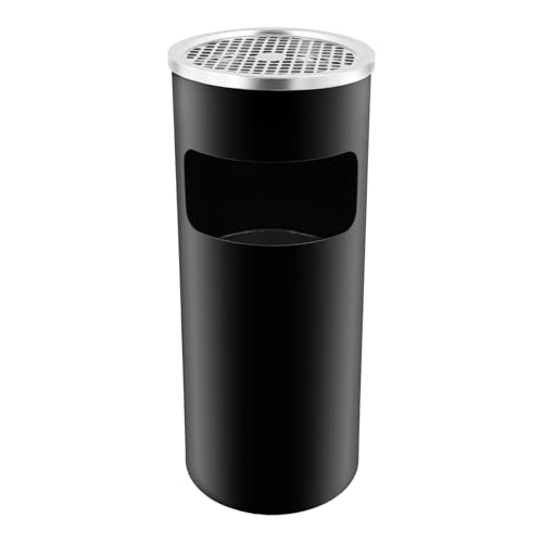Endingfuny 15L Iron Floor Standing Trash Can Cylinder Ashtray Rubbish Bin Standing Ashtray Cigarette Bin Dustbins for Garden, Backyard, Home, Terraces, Office, Corridors, Restaurant, Indoor, Outdoor