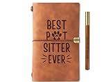 InnoBeta Pet Sitter Gifts, Thank you Gifts for Dog Sitters, Pet Sitters on Birthday, Christmas, Journal Pen Set, Unique Notebook, Travel Diary, Lined Planner, 7.8x5 Inches, Brown