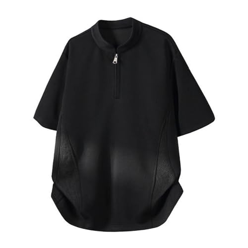 T-shirt moderne et rétro pour homme en maille extensible col rond uni