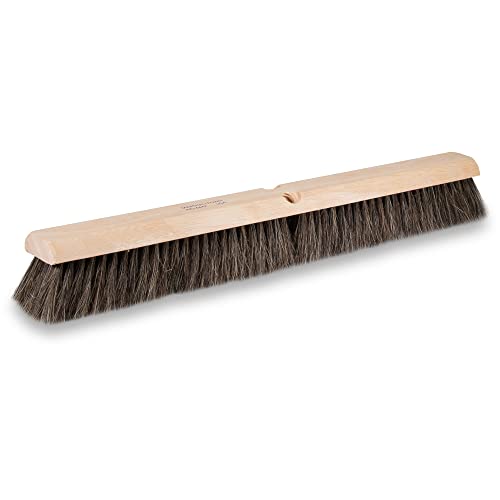 Image of Wide Block Horsehair Broom, Concrete, 24 Inch, Natural Horsehair, Wide Wood Block, Brush, Assembled in USA, 6442