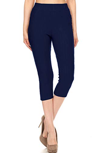 Leggings Depot Women's Cotton Blend Stretch Pull-on Capri Jeggings with Pockets-J04-CA-2X3X-DENIMBLUE - Image 3