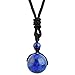 mookaitedecor Lapis Lazuli Yoga Pendentif Perles Rondes Pierre Collier Corde Ajustable pour Homme Femme Noël Saint-Valentin