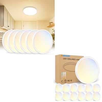 VOLISUN 6PACK 12 Inch + 12PACK 7 Inch 5CCT LED Flush Mount Ceiling Light, Dimmable Ultra-Thin LED Ceiling Light Fixture, 3000K-6500K Selectable, LED Ceiling Lights for Bedroom, Kitchen, Closet and Hal