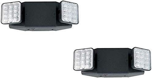 LED Two Head Emergency Light with Battery Back-up Black - 2 Pack
