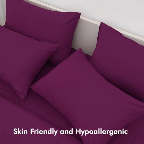 Parure de lit linge de maison super king size drap housse de couette violet - 7