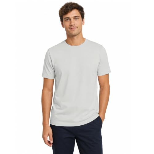 Image of 100% Cotton Premium Crew Neck T-Shirt, Classic Tee for Men Short Sleeve | No Poking Labels, Ultra-Soft, Breathable, Everyday Essential, All Day Active Wear