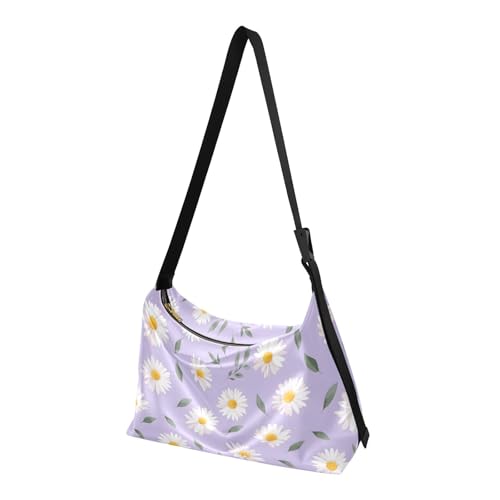 Waterproof Shoulder Handbags Daisy Flower Falling Leave Leather Crossbody Handbag