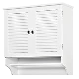 SÁCALE PROVECHO A TU PARED: Ahorre algo de espacio en el piso y cuélguelo en la pared. Este mueble con puerta y toallero te ofrece una solución de espacio para baños pequeños. Ideal para colocar en el lavabo o inodoro