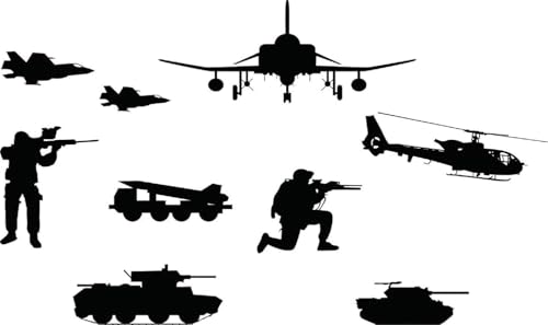 Vinilo Decorativo Ejército Soldado Tanque Negro 44x120 cm