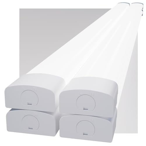 Modlicht LED Feuchtraumleuchte 150cm 5000K Kalteweiß 45W 4950LM, Deckenleuchte Röhre in Reihenschaltung, IP65 Wasserdicht Feuchtraumlampe für Werkstatt Keller Bad Büros Lager Garage-4PCS