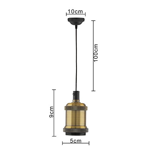 Image of Homesake 40W E26 / E27 Industrial Light, Hanging Vintage Edison Pendant Lamp, Metal, Antique Brass (Gold).