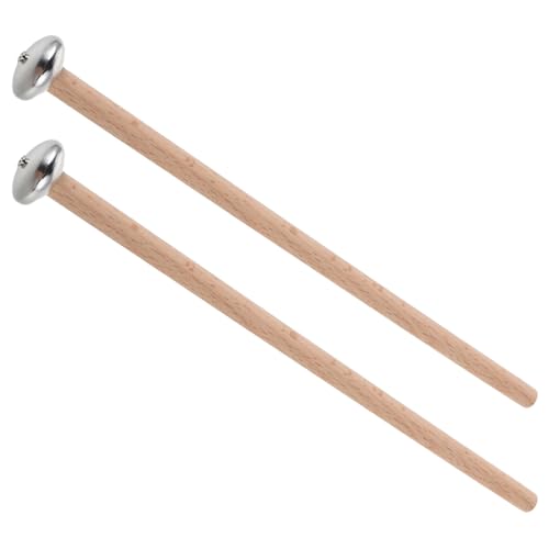 1 par de baquetas para glockenspiel de mango corto con cabeza metálica para xilófono