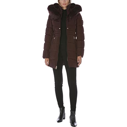 Laundry by Shelli Segal Women's Stretch Quilted Puffer Coat – Heavyweight Winter Jacket Faux Fur Hood