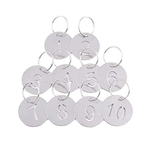 ルボナリエ ドア番号タグ クローク 両面 ドア番号タグ クローク 番号札 キーラベルタグ 防水 耐高温性 (30mm 1-10)