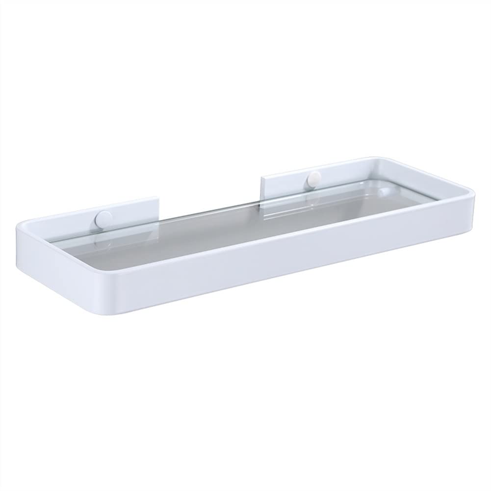 ZJHFFFG Floating Shelves Shower Caddy Bathroom Shelf Space Aluminum Wall Shelf Bathroom Storage Rack White Glass Kitchen Storage