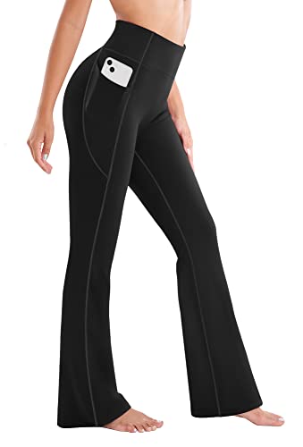 Ewedoos 29" Fleece Lined Pants Women Flare Yoga Pants With Pockets For Women Bootcut Thermal Pants For Winter Black #TOP18