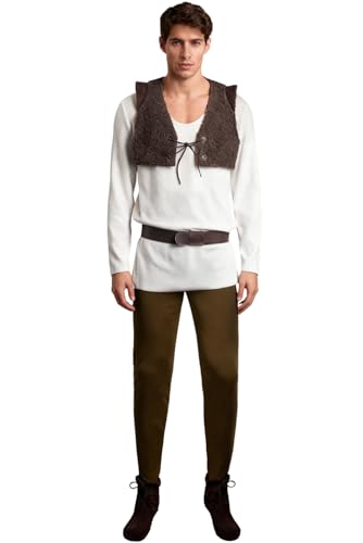 Seaehey Mens Costume Shirt Vest Pants Outfit Cosplay Movie Halloween Party Costumes Full Set for Adults Medium White
