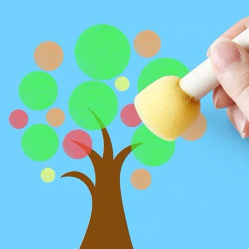 20PCS Sponge Brushes, Foam Brushes, Round Sponge Stippler Paint Tools, Paint Sponges Brush with Wooden Handle for Graffiti, Diy, Crafts - Image 5
