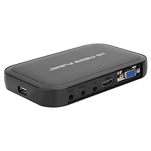 1080P Mini Reproductor Multimedia HDMI, M3 Full-HD Video en Red Reproductor de Disco Duro Reproductor Multimedia Digital HDMI Salida HDMI/AV/VGA con Control Remoto