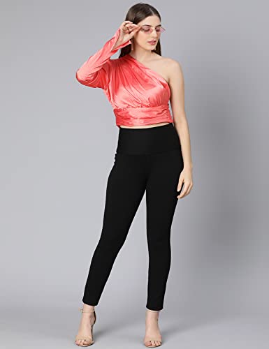 Image of oxolloxo Pestal Coral one Off Shoulder Women Satin Crop top